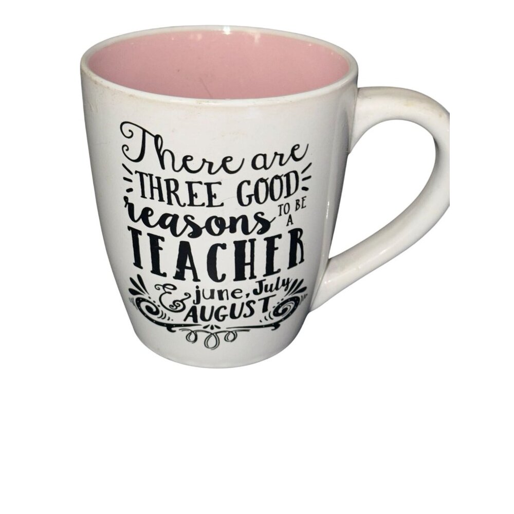 Teacher-Themed Pink & White Coffee Mug With Fun Quote By Home Essentials 12 Oz C